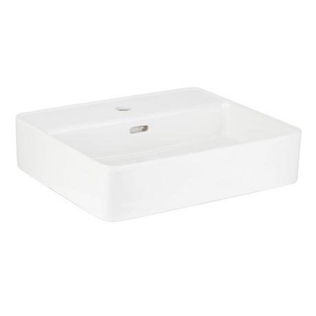 Hibiscus White Rectangular Fireclay Vessel Sink - Single Hole