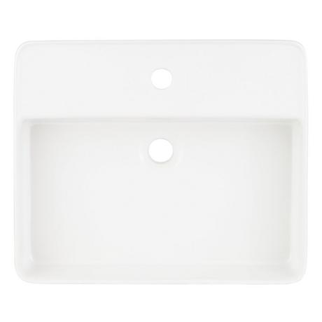 Hibiscus White Rectangular Fireclay Vessel Sink - Single Hole