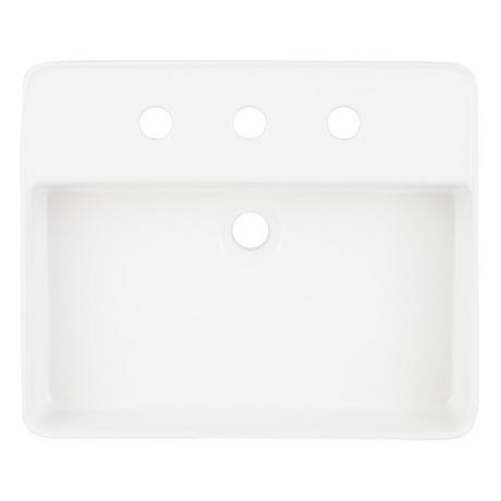 Hibiscus White Rectangular Fireclay Vessel Sink - 8" Widespread
