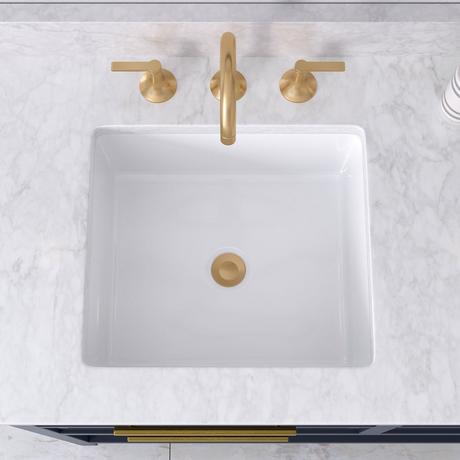 Destin White Square Porcelain Undermount Bathroom Sink