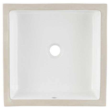 Destin White Square Porcelain Undermount Bathroom Sink