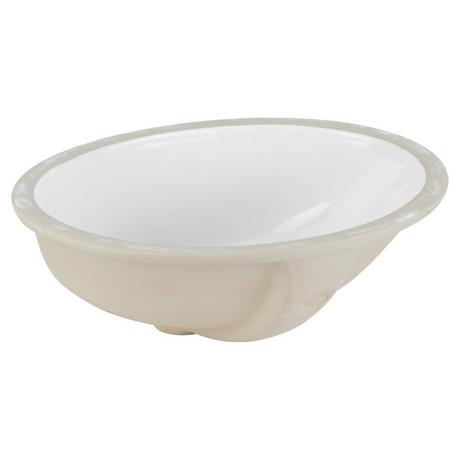 15" Mangrove White Oval Porcelain Undermount Bathroom Sink