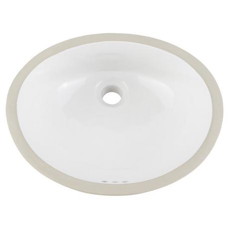 15" Mangrove White Oval Porcelain Undermount Bathroom Sink