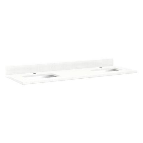 61" x 22" 3cm Quartz Vanity Top for Rectangular Undermount Sinks - Feathered White - White Sink