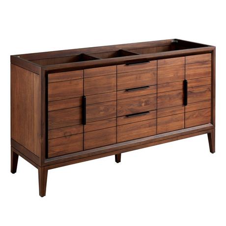 60" Aliso Teak Double Vanity - Java - Vanity Cabinet Only