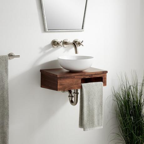 18" Nadiya Wall-Mount Vessel Sink Vanity - Chestnut Brown