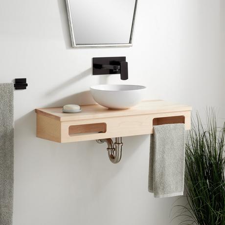 30" Nadiya Wall-Mount Vessel Sink Vanity - Unfinished Maple