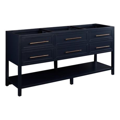 72" Robertson Double Console Vanity for Rectangular Undermount Sinks - Midnight Navy Blue