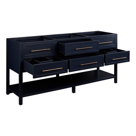 72" Robertson Double Console Vanity for Rectangular Undermount Sinks - Midnight Navy Blue