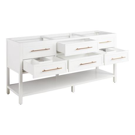 72" Robertson Double Console Vanity for Rectangular Undermount Sinks - Bright White