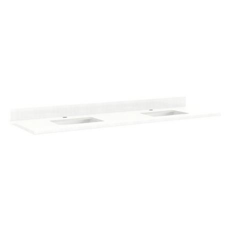 73" x 22" 3cm Quartz Vanity Top for Rectangular Undermount Sinks - Feathered White - With Sinks