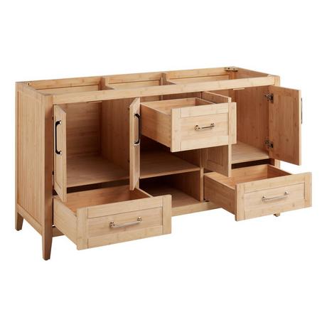 60" Burfield Bamboo Double Vanity for Undermount Sinks - Natural Bamboo