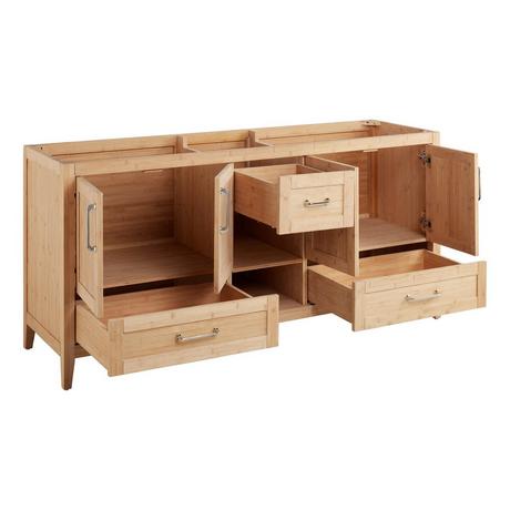 72" Burfield Bamboo Double Vanity for Rectangular Undermount Sinks - Natural Bamboo