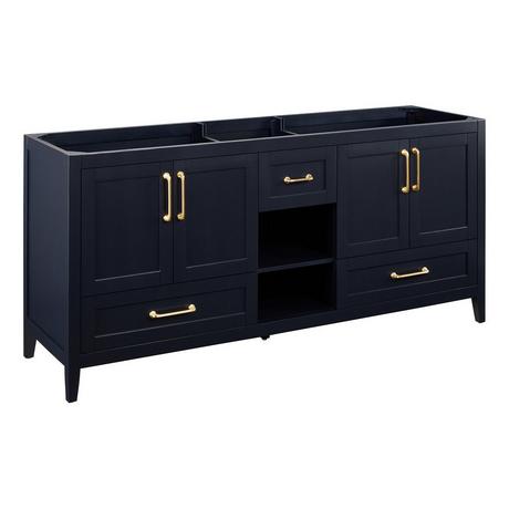 72" Burfield Double Vanity for Rectangular Undermount Sinks - Midnight Navy Blue