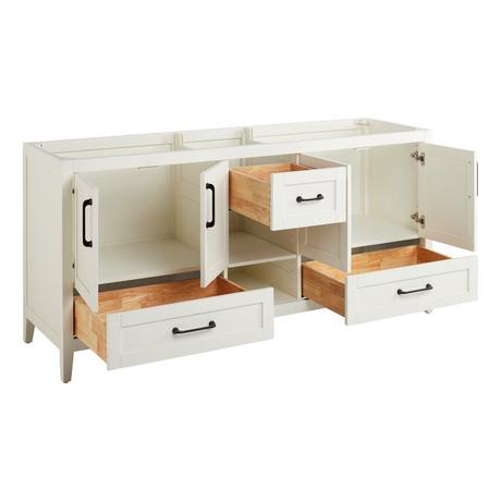 72" Burfield Double Vanity for Undermount Sinks - White