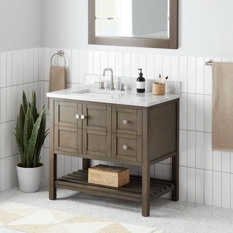 36" Olsen Console Vanity for Left Offset Rectangular Undermount Sink - Ash Brown