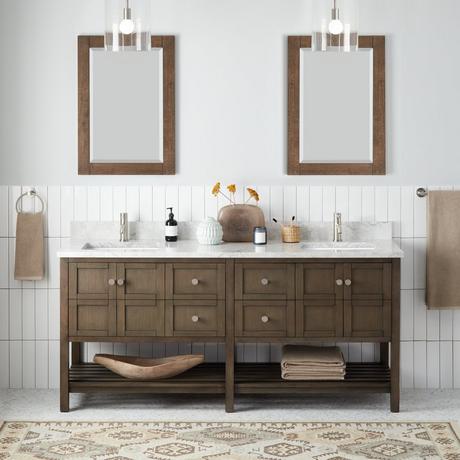 72" Olsen Double Console Vanity for Rectangular Undermount Sinks - Ash Brown