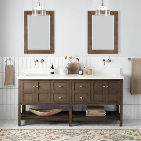 72" Olsen Double Console Vanity for Rectangular Undermount Sinks - Ash Brown