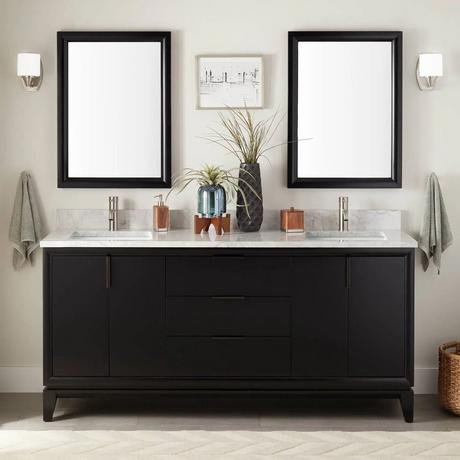 72" Talyn Mahogany Double Vanity for Rectangular Undermount Sinks - Black