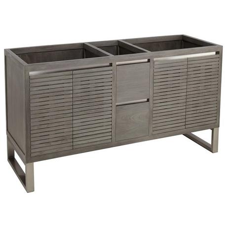 60" Dickson Teak Vanity for Rectangular Undermount Sinks - Gray Wash