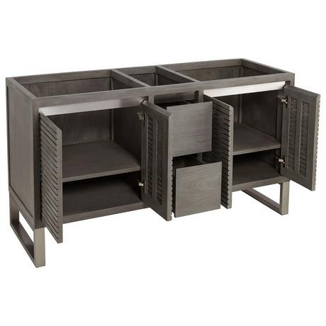 60" Dickson Teak Vanity for Rectangular Undermount Sinks - Gray Wash