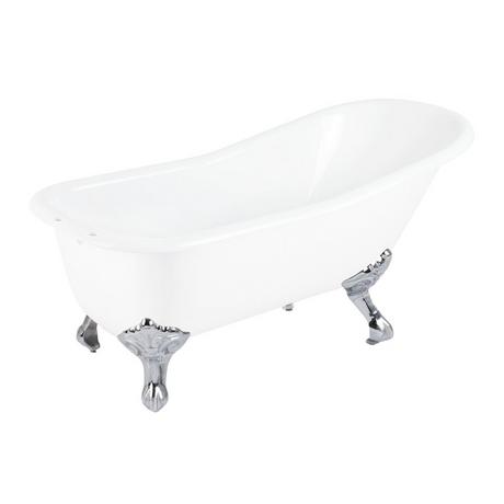 66" Goodwin Cast Iron Slipper Clawfoot Tub - Tap Deck - 7" Tap Holes - Imperial Feet