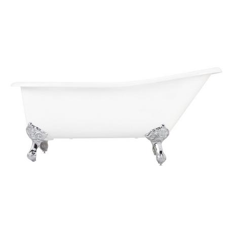 66" Goodwin Cast Iron Slipper Clawfoot Tub - Tap Deck - 7" Tap Holes - Imperial Feet