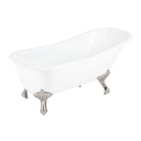 66" Goodwin Cast Iron Slipper Clawfoot Tub - Tap Deck - 7" Tap Holes - Imperial Feet