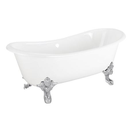 72" Lena Cast Iron Clawfoot Tub - Continuous Rolled Rim - Monarch Feet