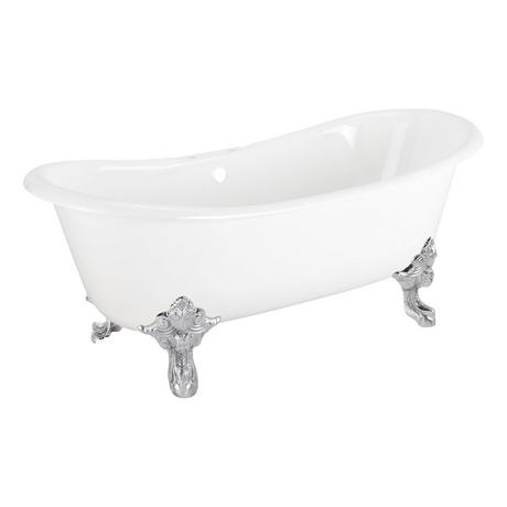 59" Lena Cast Iron Clawfoot Tub -  7" Rim Holes - Monarch Feet