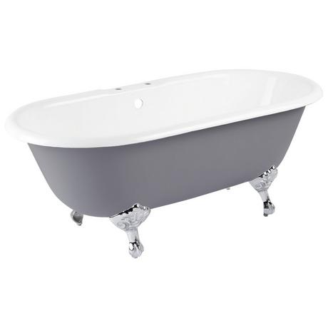 66" Sanford Cast Iron Clawfoot Tub - 7" Rim Holes- Dark Gray  - Imperial Feet