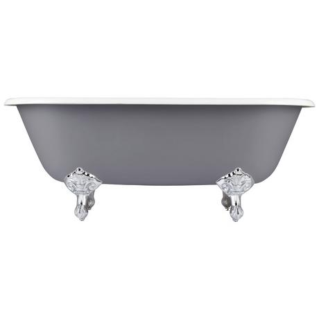 66" Sanford Cast Iron Clawfoot Tub - 7" Rim Holes- Dark Gray  - Imperial Feet