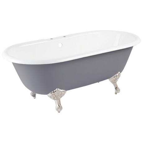 66" Sanford Cast Iron Clawfoot Tub - 7" Rim Holes- Dark Gray  - Imperial Feet