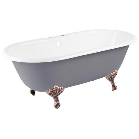 66" Sanford Cast Iron Clawfoot Tub - 7" Rim Holes- Dark Gray  - Imperial Feet