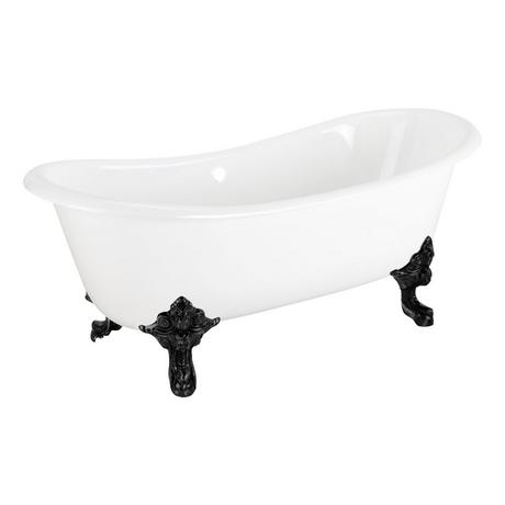 72" Lena Cast Iron Clawfoot Tub - Continuous Rolled Rim - Monarch Feet