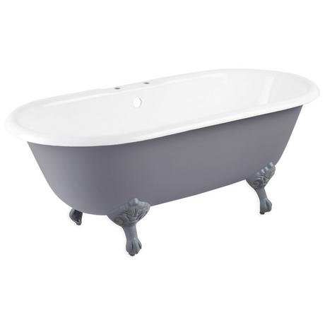 66" Sanford Cast Iron Clawfoot Tub - 7" Rim Holes- Dark Gray  - Imperial Feet