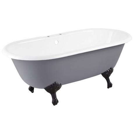 66" Sanford Cast Iron Clawfoot Tub - 7" Rim Holes- Dark Gray  - Imperial Feet