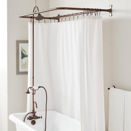 Gooseneck Shower Conversion Kit with Hand Shower - 60" x 27" D Style Shower Ring