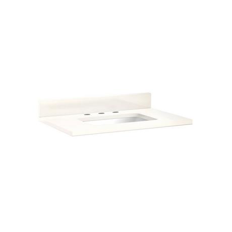 31" x 22" 3cm Quartz Vanity Top for Rectangular Undermount Sink - Arctic White-White Porcelain Sink