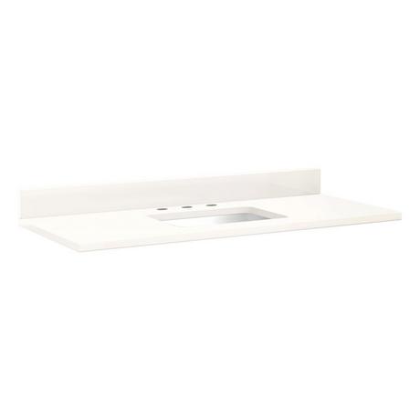 49"x 22" 3cm Quartz Vanity Top for Rectangular Undermount Sink - Arctic White - White Porcelain Sink