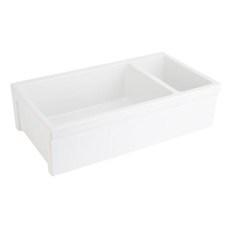 36" Gallo 80/20 Double-Bowl Fireclay Farmhouse Sink - White
