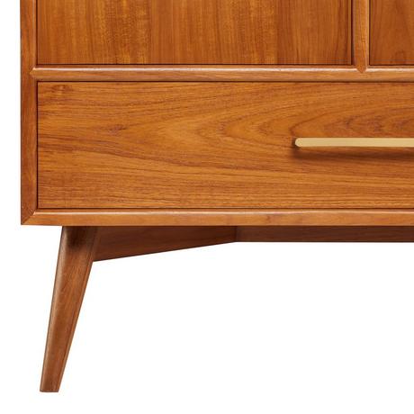 60" Novak Double Teak Vanity with Rectangular Undermount Sinks - Teak