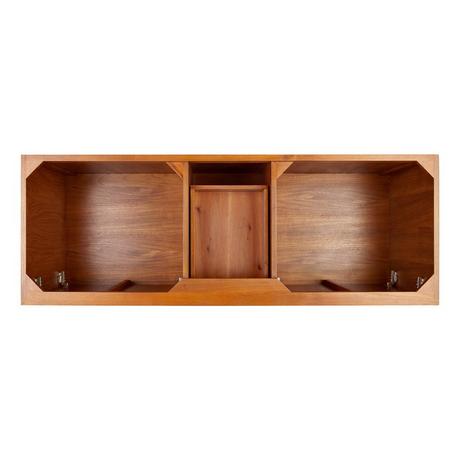 60" Novak Double Teak Vanity with Rectangular Undermount Sinks - Teak