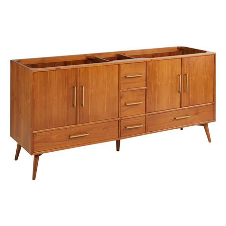 72" Novak Double Teak Vanity with Rectangular Undermount Sinks - Teak