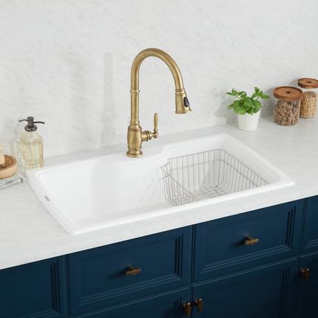 35" Kendale Granite Composite Drop-In Kitchen Sink - Milk White