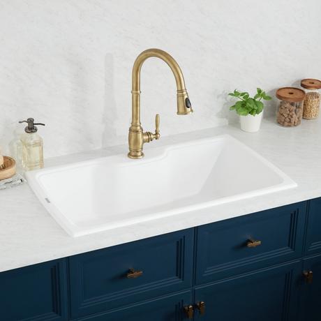 35" Kendale Granite Composite Drop-In Kitchen Sink - Milk White