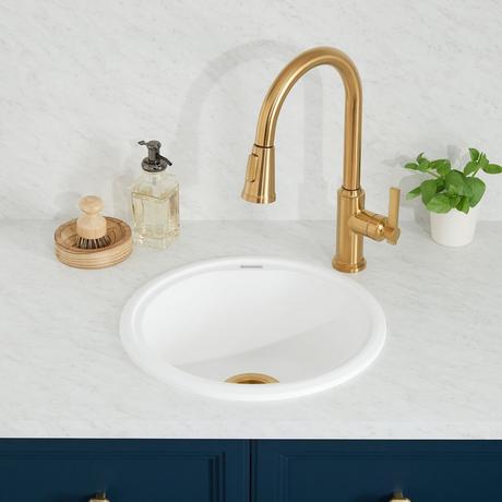 17" Pembrook Round Granite Composite Drop-In Prep Sink - Milk White