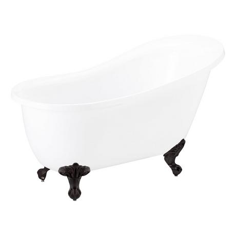 67" Ultra Acrylic Slipper Clawfoot Tub - Roll Top - Imperial Feet