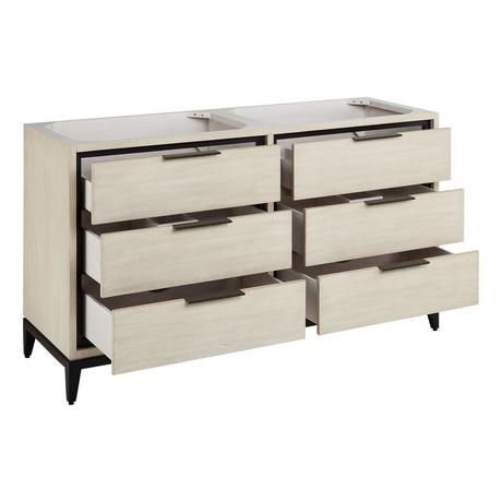 60" Hytes Mahogany Double Vanity With Rectangular Undermount Sinks - Sky Gray