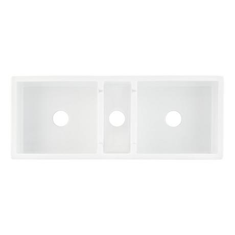 47" Tethra Triple-Bowl Fireclay Farmhouse Kitchen Sink - White